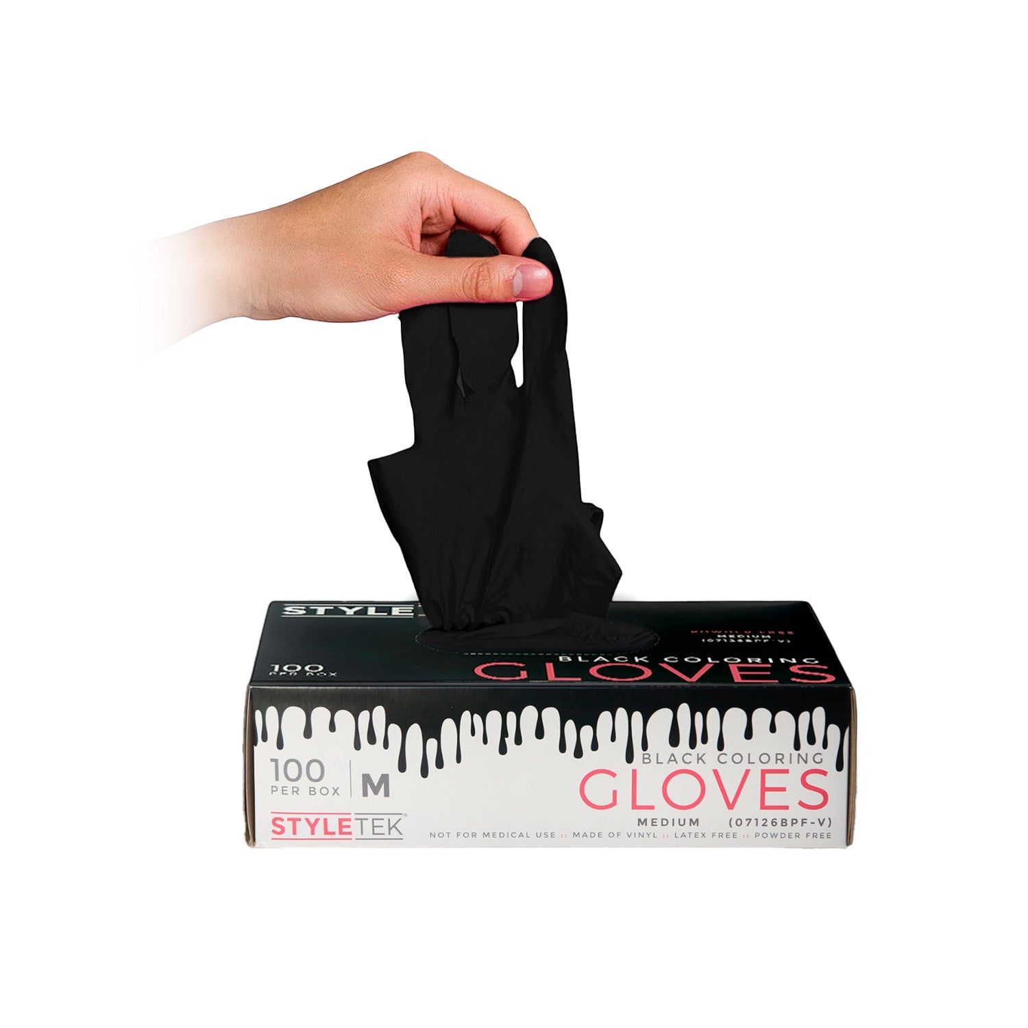 StyleTek Black Vinyl Gloves