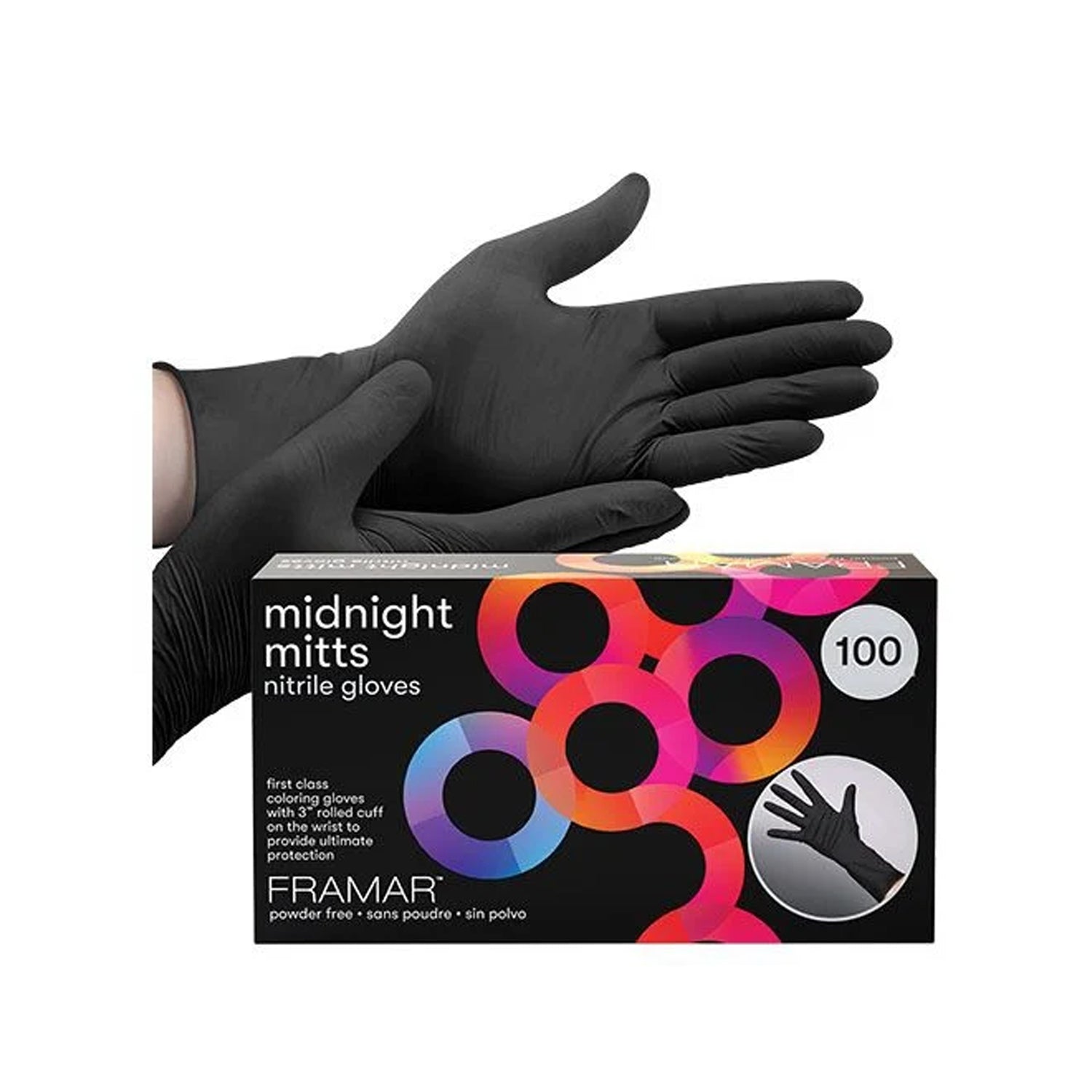 Framar Midnight Mitts Nitrile Gloves - 100 Count (Large)
