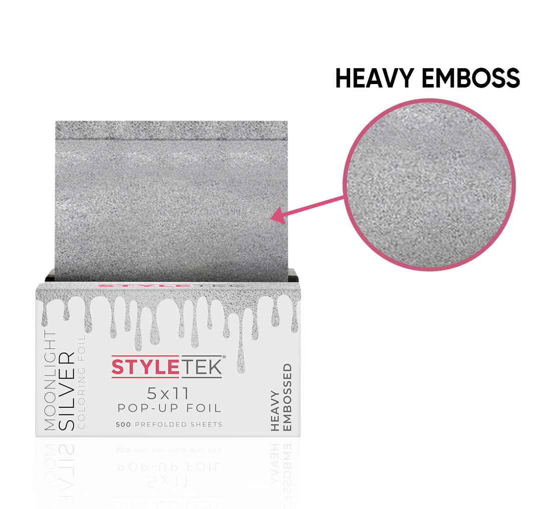 StyleTek Moonlight Silver Heavy Embossed 5 x 11 Pop Up Foil 500ct