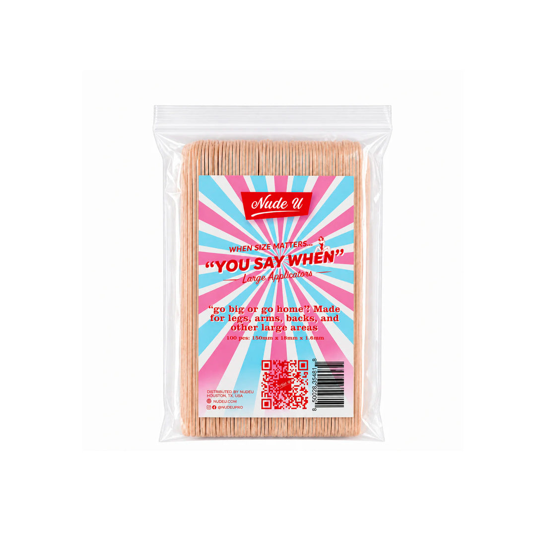 NudeU Wax Applicators "You Say When" Large Wax Applicator - 100 Count