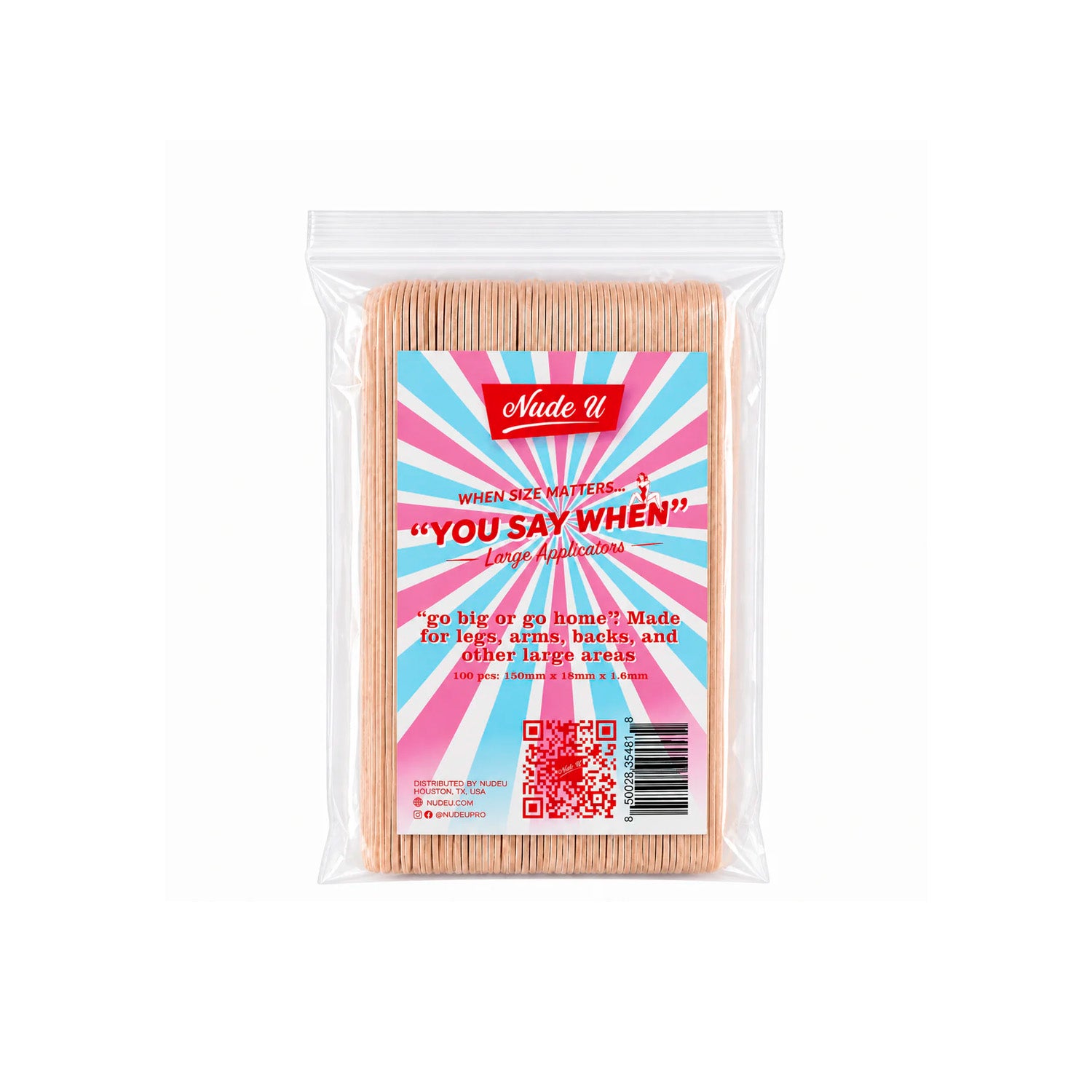 NudeU Wax Applicators "You Say When" Large Wax Applicator - 100 Count
