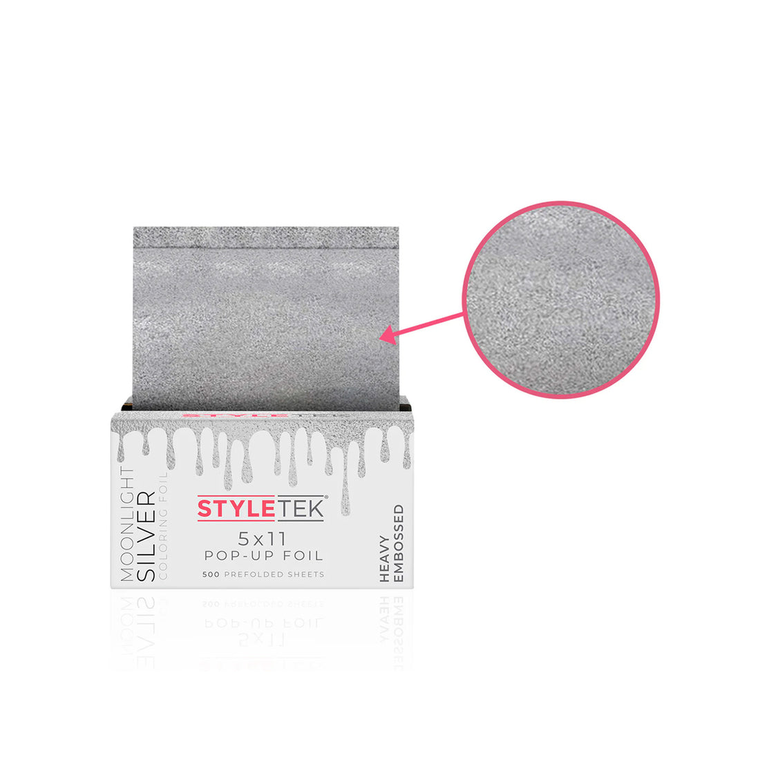 StyleTek Moonlight Silver Heavy Embossed 5 x 11 Pop Up Foil 500ct