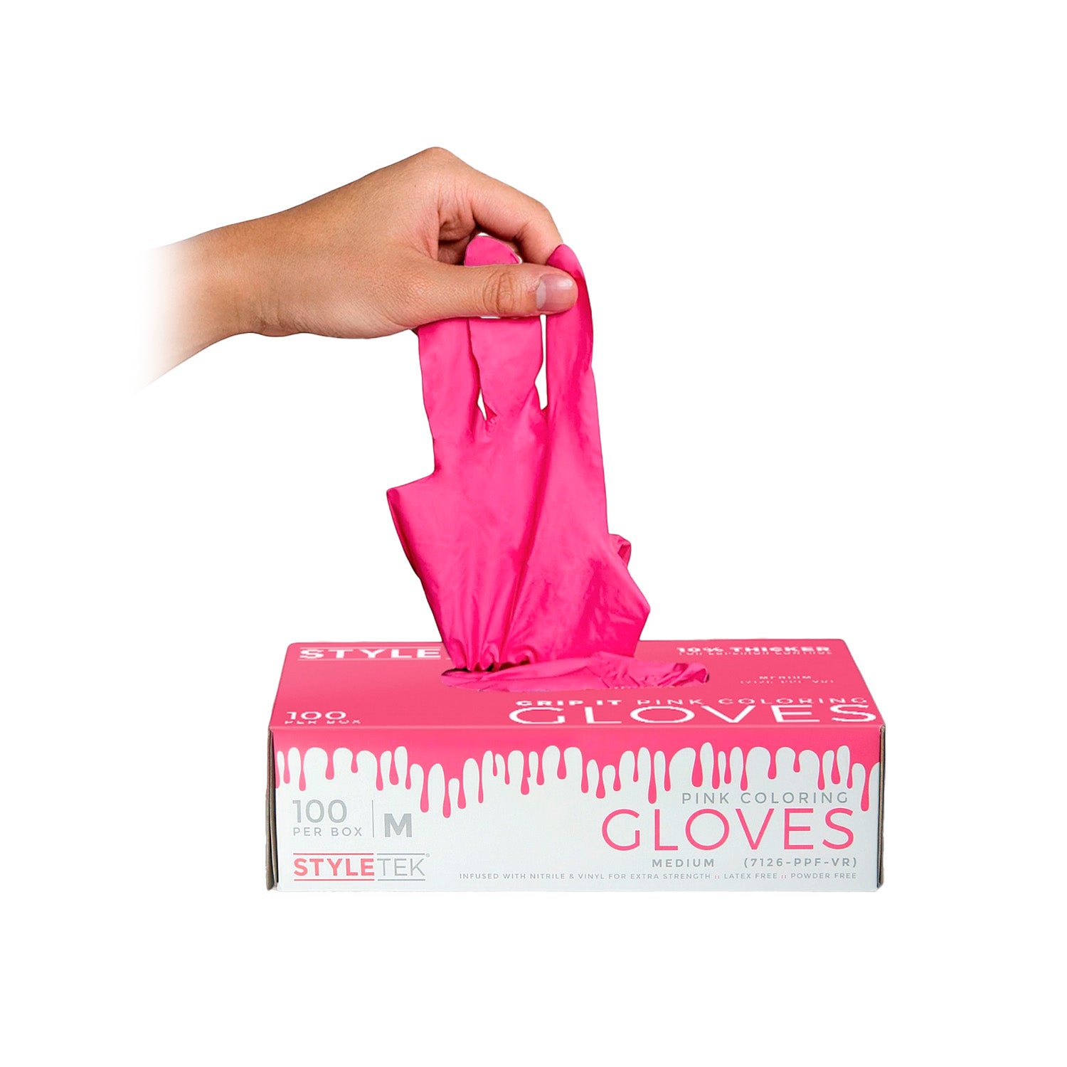 StyleTek Pink Vinyl Gloves