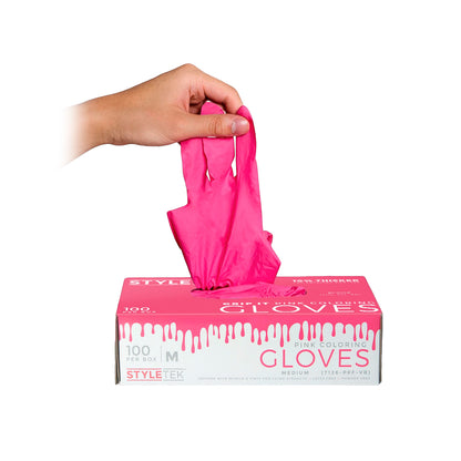 StyleTek Pink Vinyl Gloves