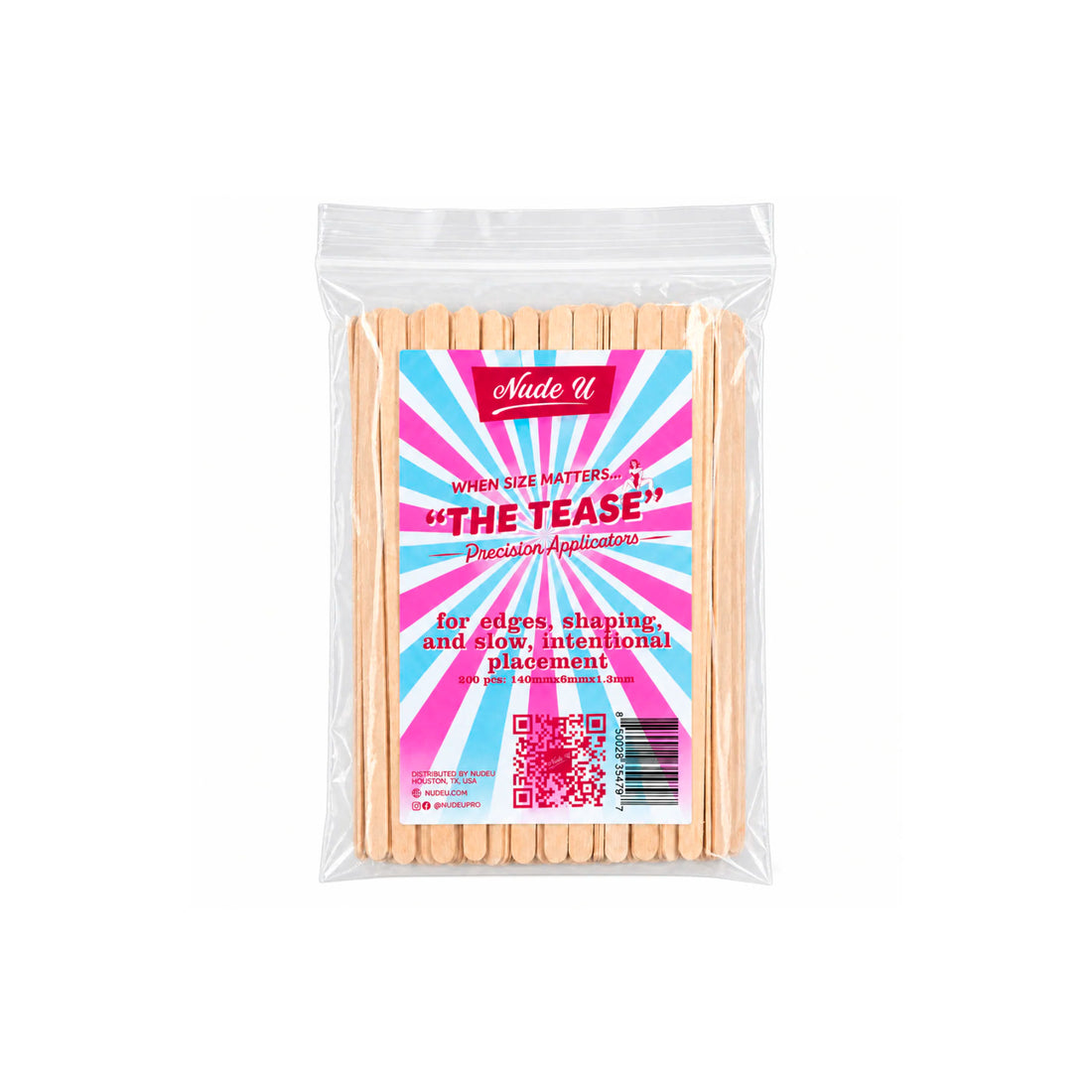 NudeU Wax Applicators "The Tease" Small Precision Wax Applicator - 200 Count
